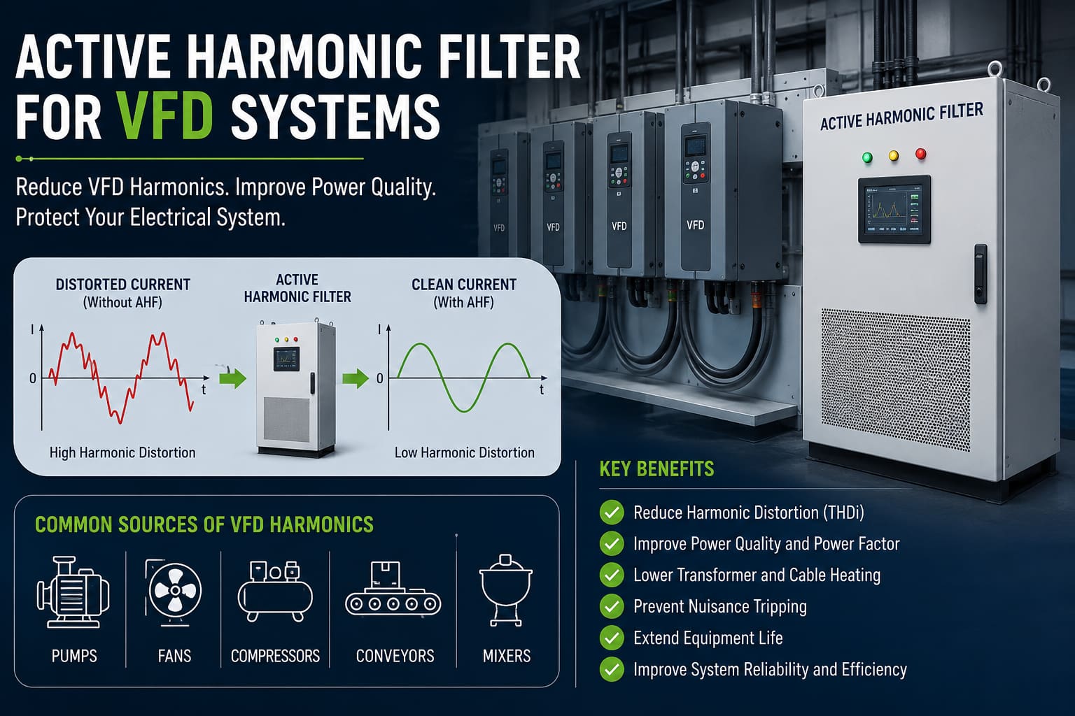 Aktiver Oberwellenfilter für Frequenzumrichtersysteme